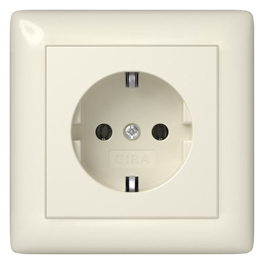 GIRA 444001 SCHUKO-Steckdose Vollplatte Standard 55 Cremeweiß glänzend