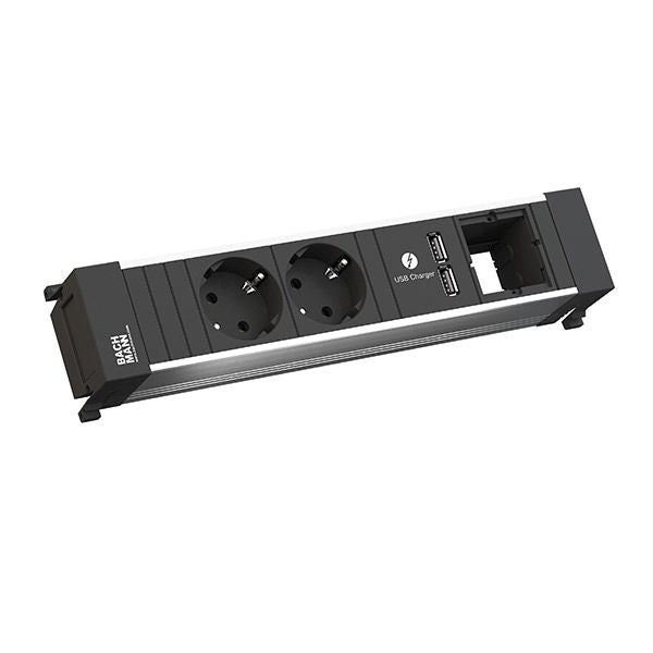 Bachmann 916.0514 Power Frame 2xSchuko 1xUSB Charger 1xABD Strom 0,2m GST18