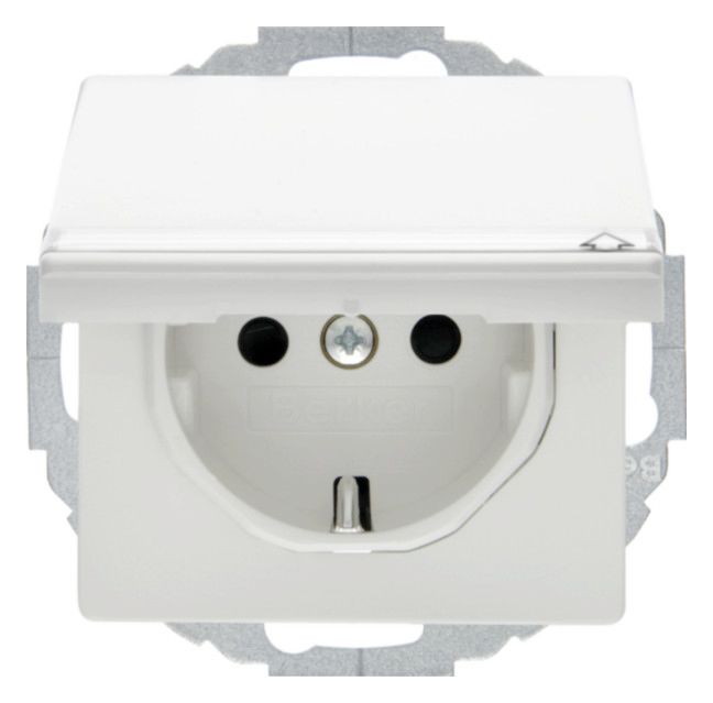 Berker 47466089 Steckdose SCHUKO+Klappd. u.B-feld Q.1/Q.3 polarweiß samt