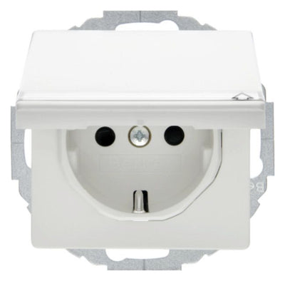Berker 47466089 Steckdose SCHUKO+Klappd. u.B-feld Q.1/Q.3 polarweiß samt