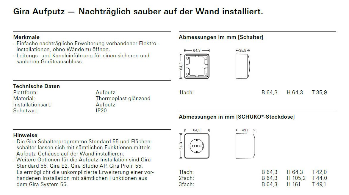 GIRA 478913 SCHUKO-Dreifachsteckdose AP m.Montageplatte Reinweiß