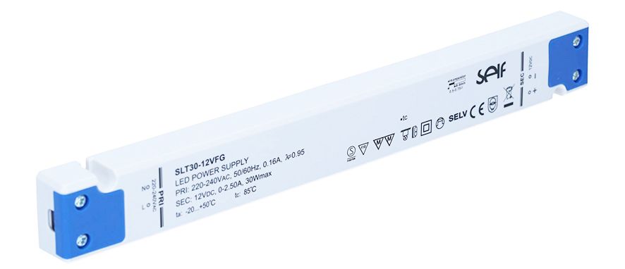 S&H 55182 LED-Trafo 246x30x16mm IP20 220-240VAC/12VDC max.30W SLT30-12VFG