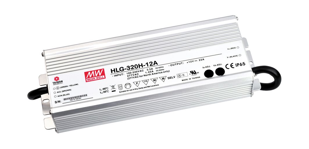 S&H 54995 LED-Trafo 252x90x43,8mm dimmbar 12VDC max.264W IP67 HLG-320H-12B