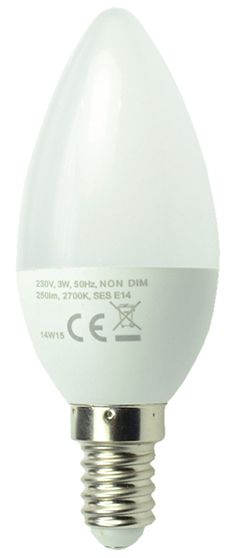 S&H 33947 LED-Kerzenlampe 37x108mm E14 85-265VAC 60-269VDC 3,7W 2700K matt