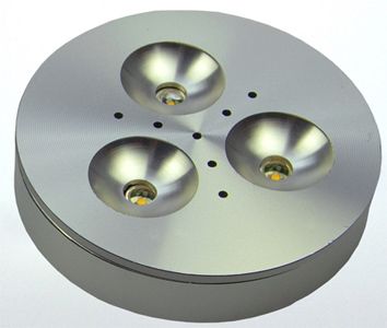 S&H 90070 LED-Aufbaustrahler Ø68mm 12V/DC 3,6W 140Lm 3000K 125° silber