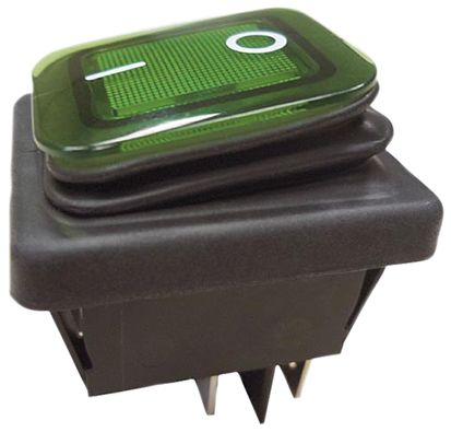 S&H 88395 EB-Wippenschalter Bedruckung 0 -I Farbe:schwarz/grün IP 65 beleuchtet