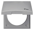 Berker 918282597 Rahmen 1fach m.Klappd.+ Aufdruck IP44 Integro Flow grau glänzend