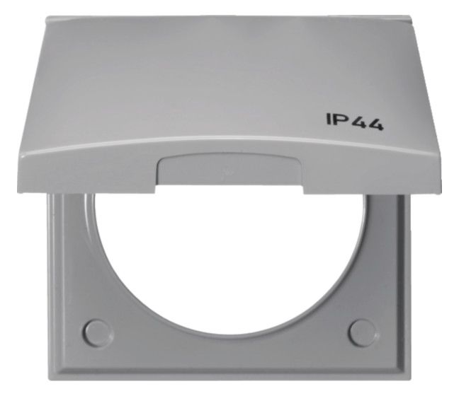 Berker 918282597 Rahmen 1fach m.Klappd.+ Aufdruck IP44 Integro Flow grau glänzend