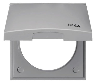 Berker 918282597 Rahmen 1fach m.Klappd.+ Aufdruck IP44 Integro Flow grau glänzend