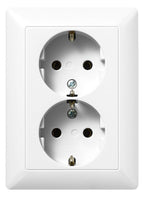 Jung AS5020NKIUWW SCHUKO Zweifach Steckd o.Kralle erh.Ber. f.60er Dose AS/CD alp.