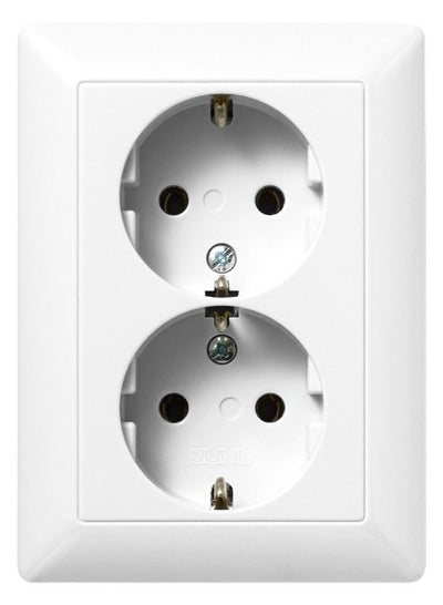 Jung AS5020NKIUWW SCHUKO Zweifach Steckd o.Kralle erh.Ber. f.60er Dose AS/CD alp.