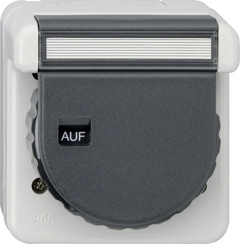 GIRA 444031 SCHUKO-Steckdose Klappdeckel Bajonett+BSF WD AP IP66 Grau