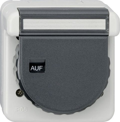 GIRA 444031 SCHUKO-Steckdose Klappdeckel Bajonett+BSF WD AP IP66 Grau