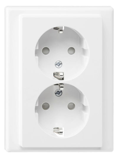 Mert MEG 2420-1419 SCHUKO-Doppel- Std BRS Steckkl. pws glänzend M-SMART