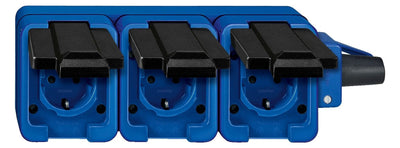 Mert 229393 Mobile SCHUKO-Dreifach Steckdose blau SCHLAGFEST