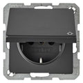 Berker 47516076 Steckdose SCHUKO+Klappd. u.erh.BS Q.1/Q.3 anthrazit samt