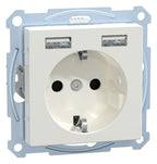 Mert MEG 2366-0319 Schuko-Steckdose m.USB Ladegerät polarweiß glänzend