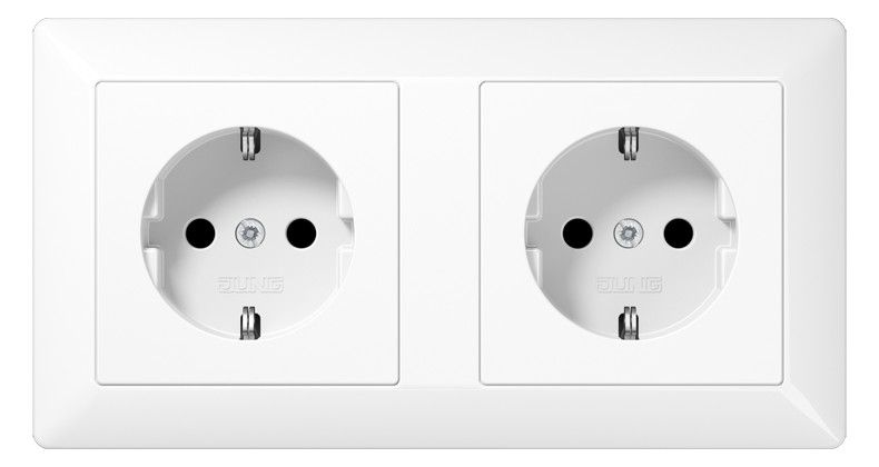 Jung AS1522BFWW Kabel-Kanal-SCHUKO- Steckdose 2fach alpinweiß