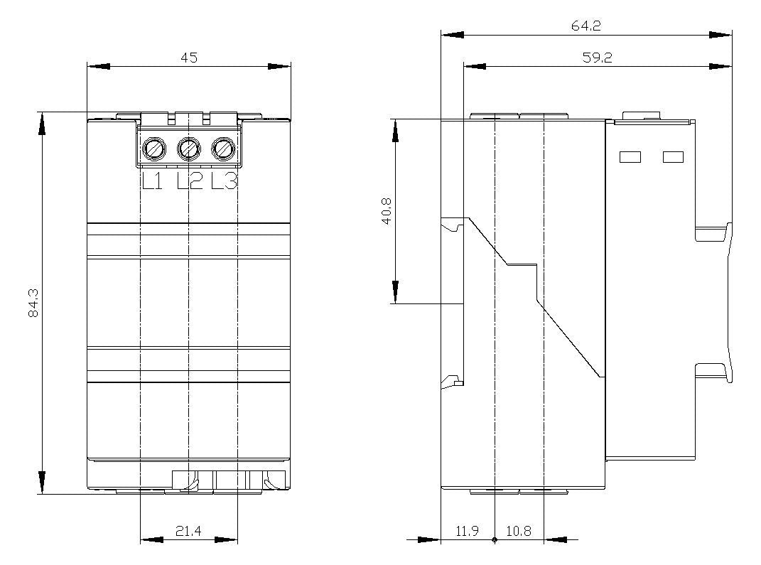 Siemens 3UF7111-1AA01-0 Strom-/Spannungs modul V2 3-40A 45mm Durchsteckw.