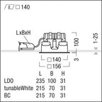 Zumtobel P-INF Q140H LED1800-940 LDO WH WH LED Decken-Einbauleuchte 60818217