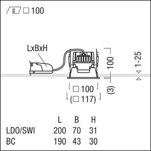 Zumtobel P-INF Q100L LED1300-940 LDO GD WH LED Decken-Einbauleuchte 60817951