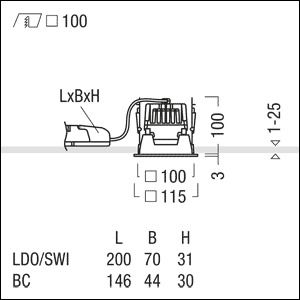 Zumtobel PANOS EVO Q100L 15W LED840 LDO AL WH LED Einbauleuchte 62907040