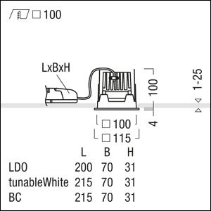 Zumtobel P-INF Q100WW LED1000-940 LDO AL WH LED Decken-Einbauleuchte 60818012