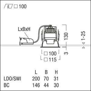 Zumtobel PANOS EVO Q100H 9W LED840 SWI GD WH LED Einbauleuchte 62906986