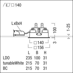 Zumtobel P-INF Q140L LED1000-940 LDO FAL WH LED Decken-Einbauleuchte 60818174