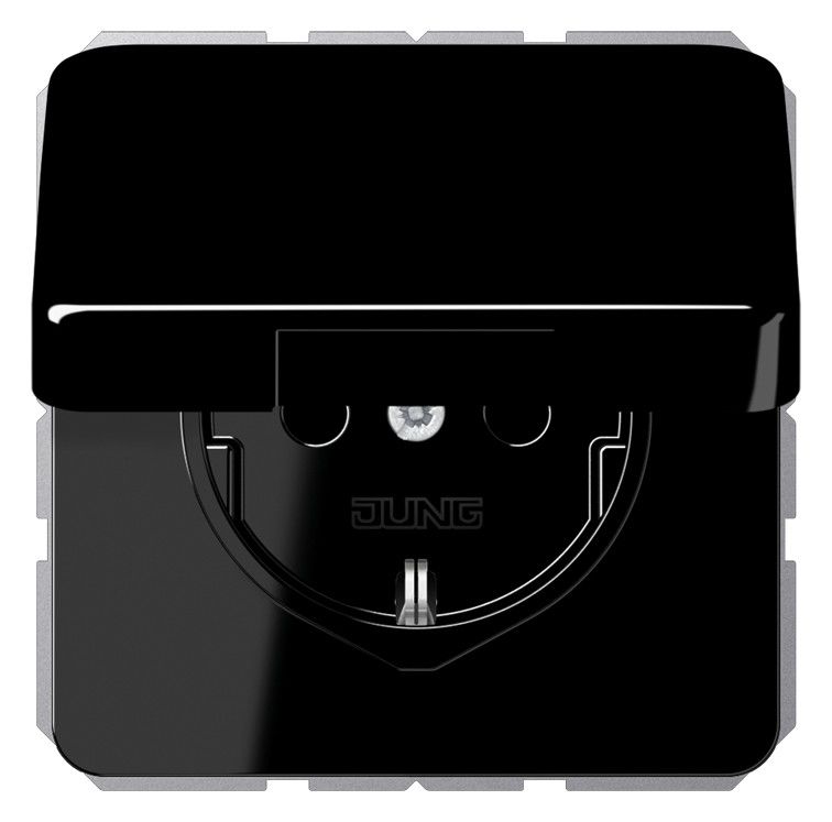 Jung CD1520BFKIKLSW SCHUKO-Steckdose m.Klappdeckel KI schwarz