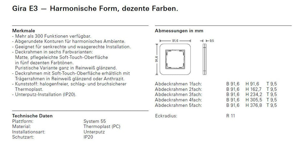 GIRA 0214426 Abdeckrahmen 4fach E3 Umbra/Anthrazit Soft-Touch