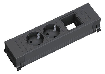 Bachmann 916.060 Power Frame 2xSchuko 1xABD Kunststoffprofil schwarz