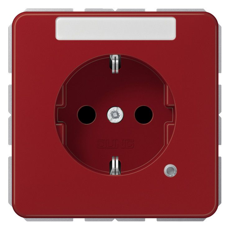 Jung CD1520BFNAKORT SCHUKO-Steckdose m.Schriftfeld u.Funktionsanzeige rot