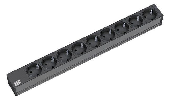 Bachmann 333.506 19" 1HE 9xSchuko Strom 2m Schuko schwarz