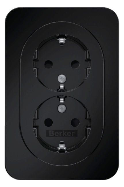 Berker 47592045 Doppelsteckdose SCHUKO Abdeckpl.erh.BS Berker R.1 schwarz