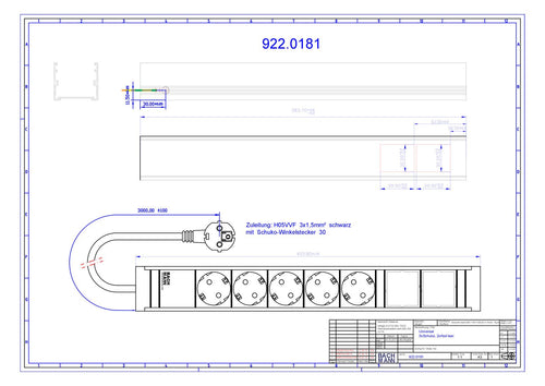 Bachmann 922.0181 Universal 5xSchuko 2xABD KS Strom 3m Schuko