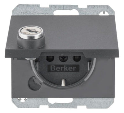 Berker 41637006 SCHUKO Steckdose m.Schraub-Liftklemmen Klappd.Schloss