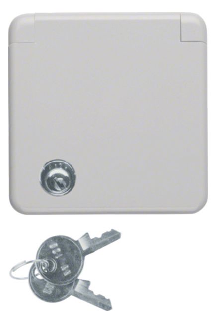 Berker 4212 Steckdose SCHUKO m.Abdeckpl. Klappdeckel+Schloss wg Up IP44 grau gl.