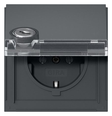 GIRA 446767 SCHUKO-Steckdose Klappdeckel Schloss sortiert+BSF TX_44 Anthrazit