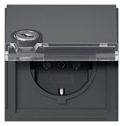 GIRA 446767 SCHUKO-Steckdose Klappdeckel Schloss sortiert+BSF TX_44 Anthrazit