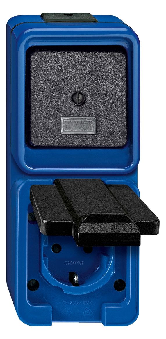 Mert 227875 Kombination SCHUKO- Steckdose/Schalter blau SCHLAGFEST