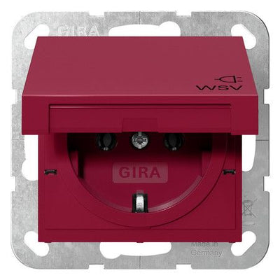 GIRA 4454108 SCHUKO-Steckdose Klappdeckel WSV System 55 Rot glänzend