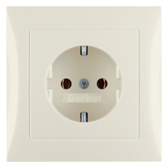 Berker 47428982 Steckdose SCHUKO m.Abdeckplatte S.1 weiß glänzend