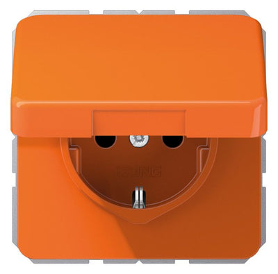 Jung CD1520BFKIKLO SCHUKO Steckdose Klappd. erh.Ber.schutz bruchs. orange