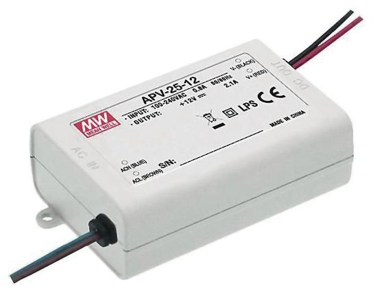 S&H 55066 LED-Trafo 84x57x29,5mm 12VDC max.25,2W IP42 APV-25-12