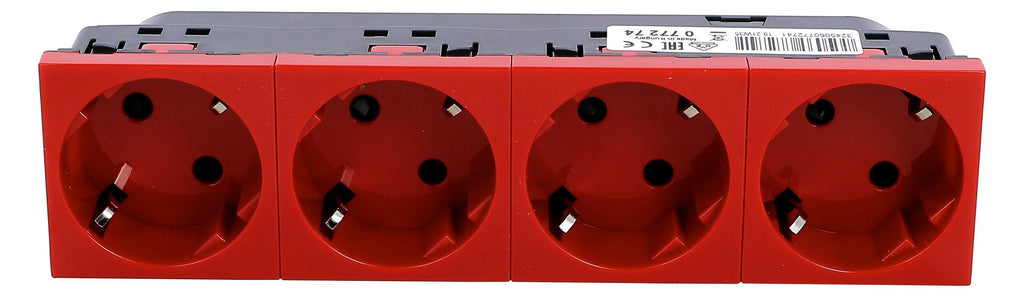 Legrand 077274 Schuko Steckdose 45° 4-fach 8-modulig Mosaic rot