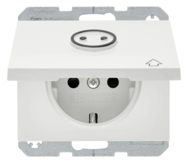 Berker 47867109 Steckdose SCHUKO+Klappd. abtastb. K.1 polarweiß glänzend