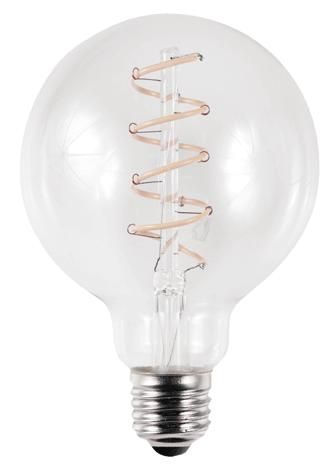 S&H 38163 LED Globe Filament Flex Axial 95x135mm E27 230V 4,5W 190Lm 2200K klar