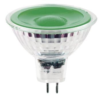 S&H 38291 LED Reflektorlampe MR16 50x48mm GU5,3 12VAC/DC 5W 55Lm grün 38°