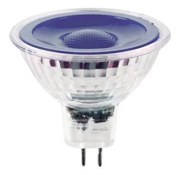 S&H 38295 LED Reflektorlampe MR16 50x48mm GU5,3 12VAC/DC 5W 25Lm blau 38°